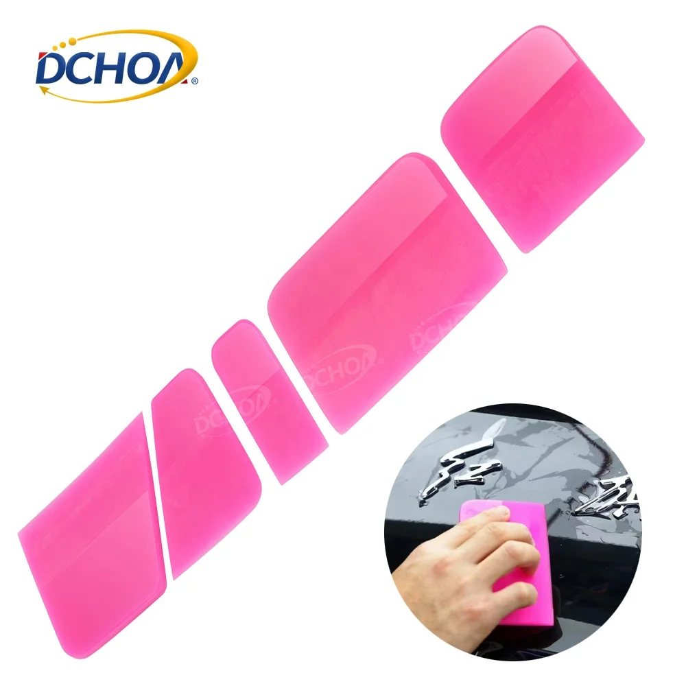 

DCHOA Hot Sale 5pcs Automotive Pink Car Vinyl Wrap Rubber Windscreen PPF Squeegee