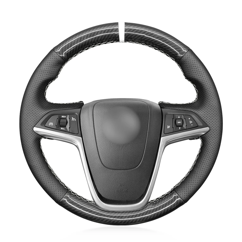 

Custom Hand Sewing Carbon Leather Steering Wheel Cover for Vauxhall Opel Mokka Insignia Astra J Meriva Zafira C