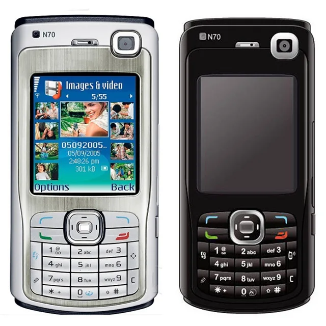 

Original Mobile Phone for Nokia N70 Phone GSM Keyboard Cheap Simple Classic Cell Phone, Black, silver