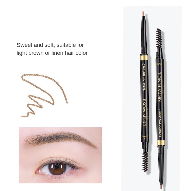 

Double Headed Eyebrow Pencil Long Lasting Waterproof Makeup Natural Retractable Dark Brown Thin Eyebrow Pencils, As picture