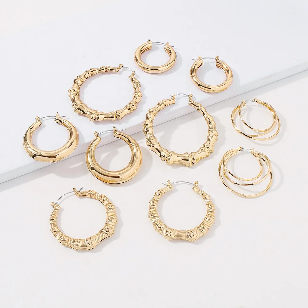

Kaimei European fashion punk jewelry simple circle irregular earrings female bamboo big hoop clip on punk hip hop earrings women, Many colors fyi