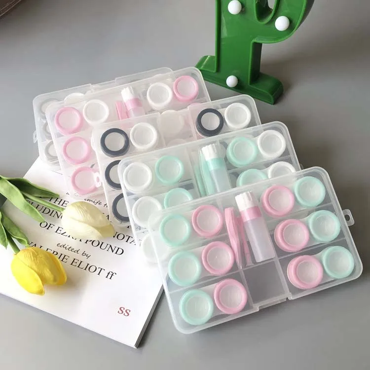 

Square High Quality Contact Lens Case Plastic Transparent Large Capacity Can Hold Six Contact Lens Cases, Multicolor