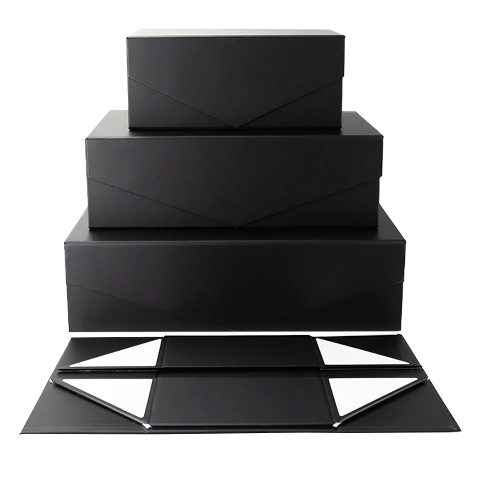 

Zhuoyida RTS black matt lamination magnetic luxury packaging folding paper gift box large size