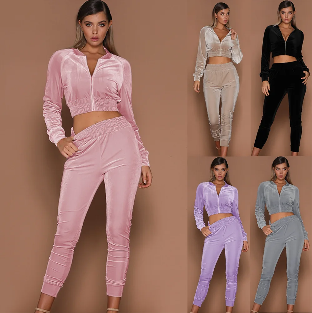 

Custom fashion casual knit long sleeve tracksuits outfits two piece set lounge wear sets sexy fall 2 piece women's sets, Customized colors