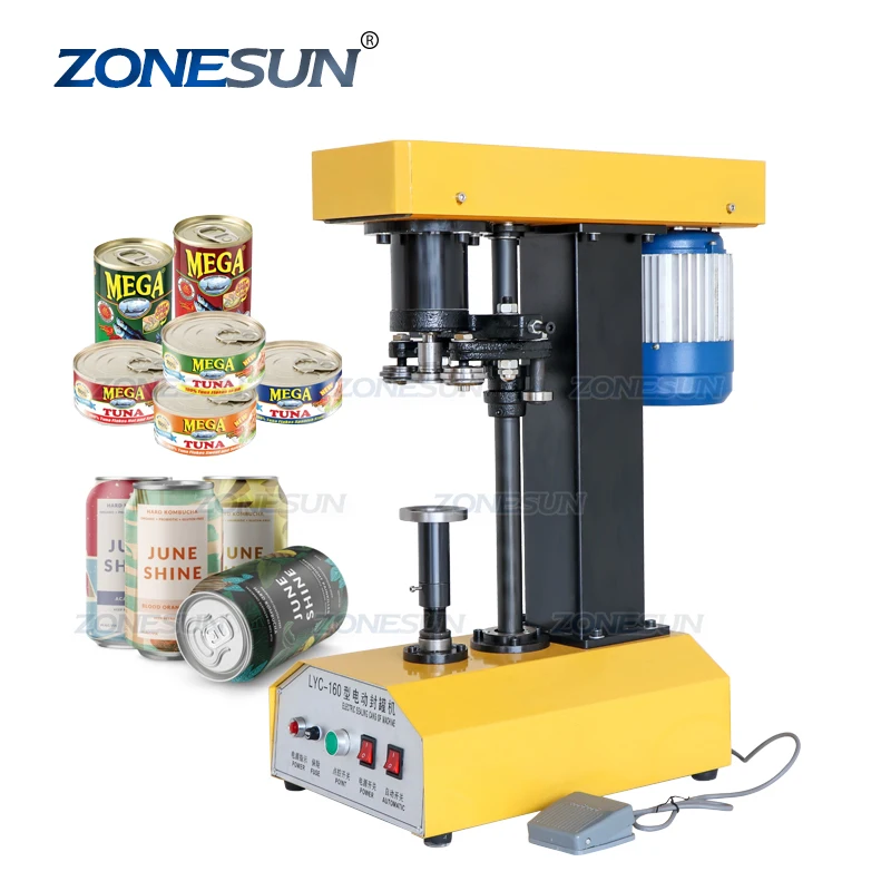 

ZONESUN Semi-automatic Canned Food Beer Plastic Seamer Tinplate Can Capping Ring-Pull Round Paper Cans Sealing Seaming Machine