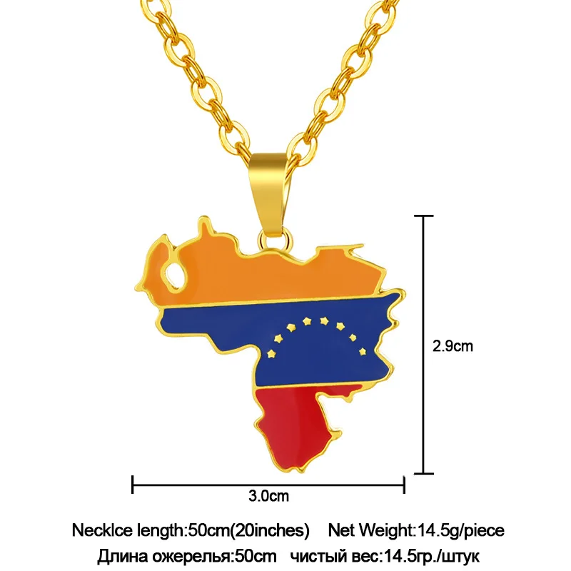 18k Gold Plated Venezuela Jewelry Necklace Venezuela Map Pendant 