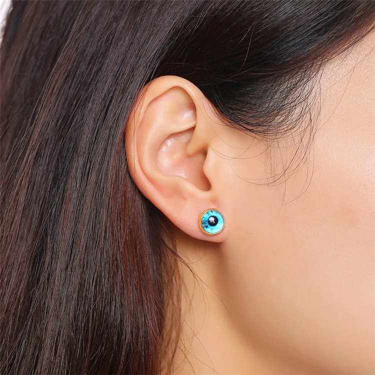 

Funny Eyes Style Gold Plated Stainless Steel Eye Stud Earrings for Women