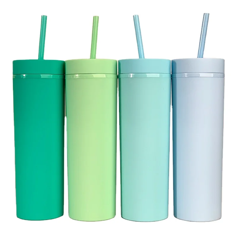 

Amazon Hot Selling 16oz Colorful Plastic Cups With Lid And Straw Cold Coffee Mug, Customized color
