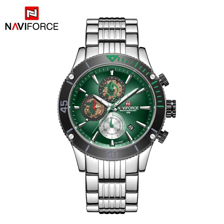 

NAVIFORCE NF9173 Mens Stainless Steel Features Japan Quartz Luxury Chronograph Business Mans Watch, As picture