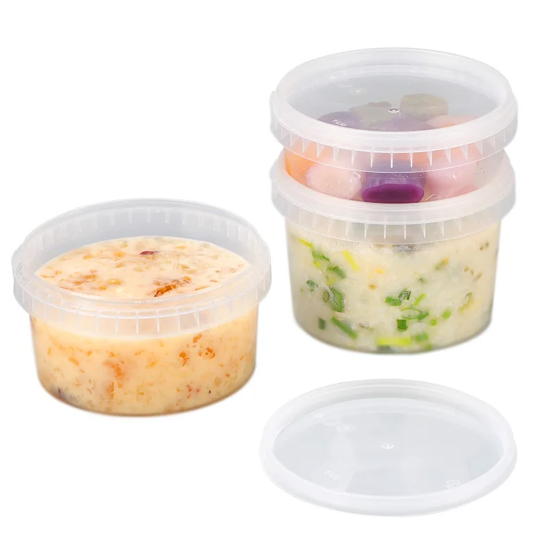 Eco friendly safty closure food tamper evident plastic box round packing lunch bento microwave disposabl food container with lid