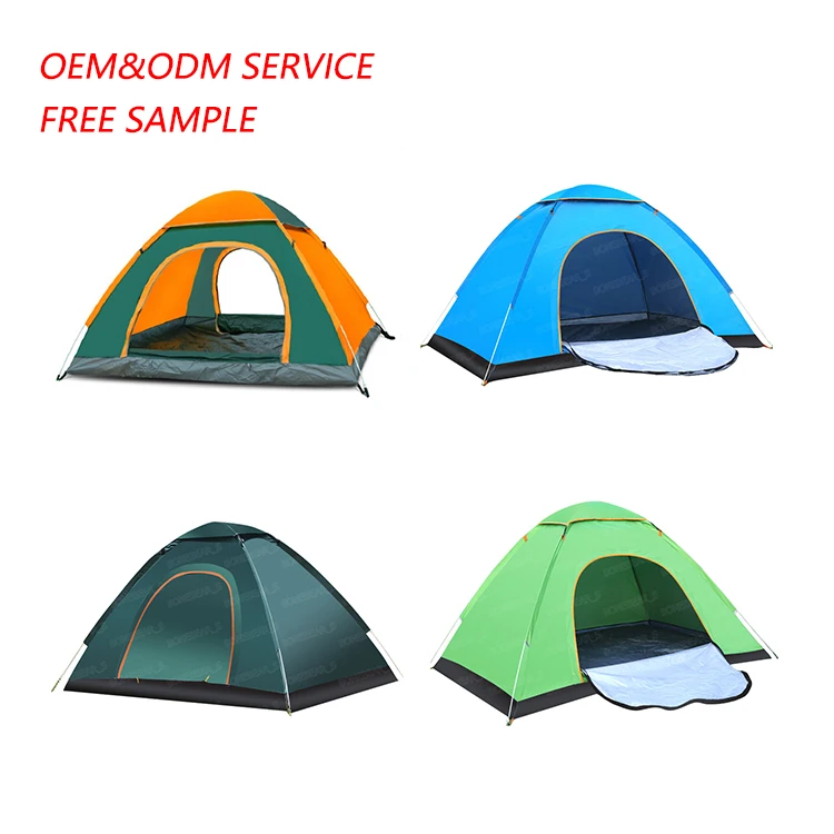 

QIBU Custom Printed Cheap Tents 210D Oxford Cloth Automatic Waterproof Outdoor pop up Camping Tent, Four stock colors/custmized