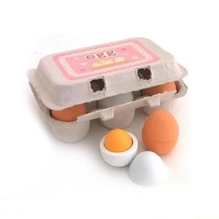 

6PCS Egg Kitchen Toys Wooden Toy Food Kids Play Food Cooking DIY Kitchen Pretend Play Food Set Easter Eggs