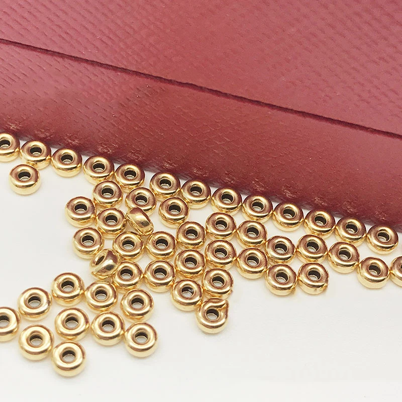 

fashion real 18K gold beads for jewelry making diy 3mm spacer stopper pearl beads custom jewelry component findings accessories