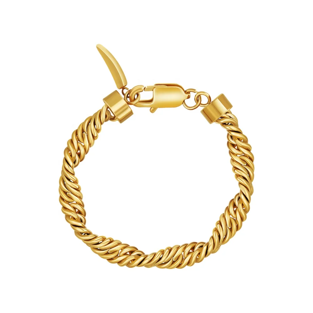 

Latest 18K Gold Plated Stainless Steel Jewelry Chunky Twist Chain Hip Hop For Women Accessories Bracelet C239258