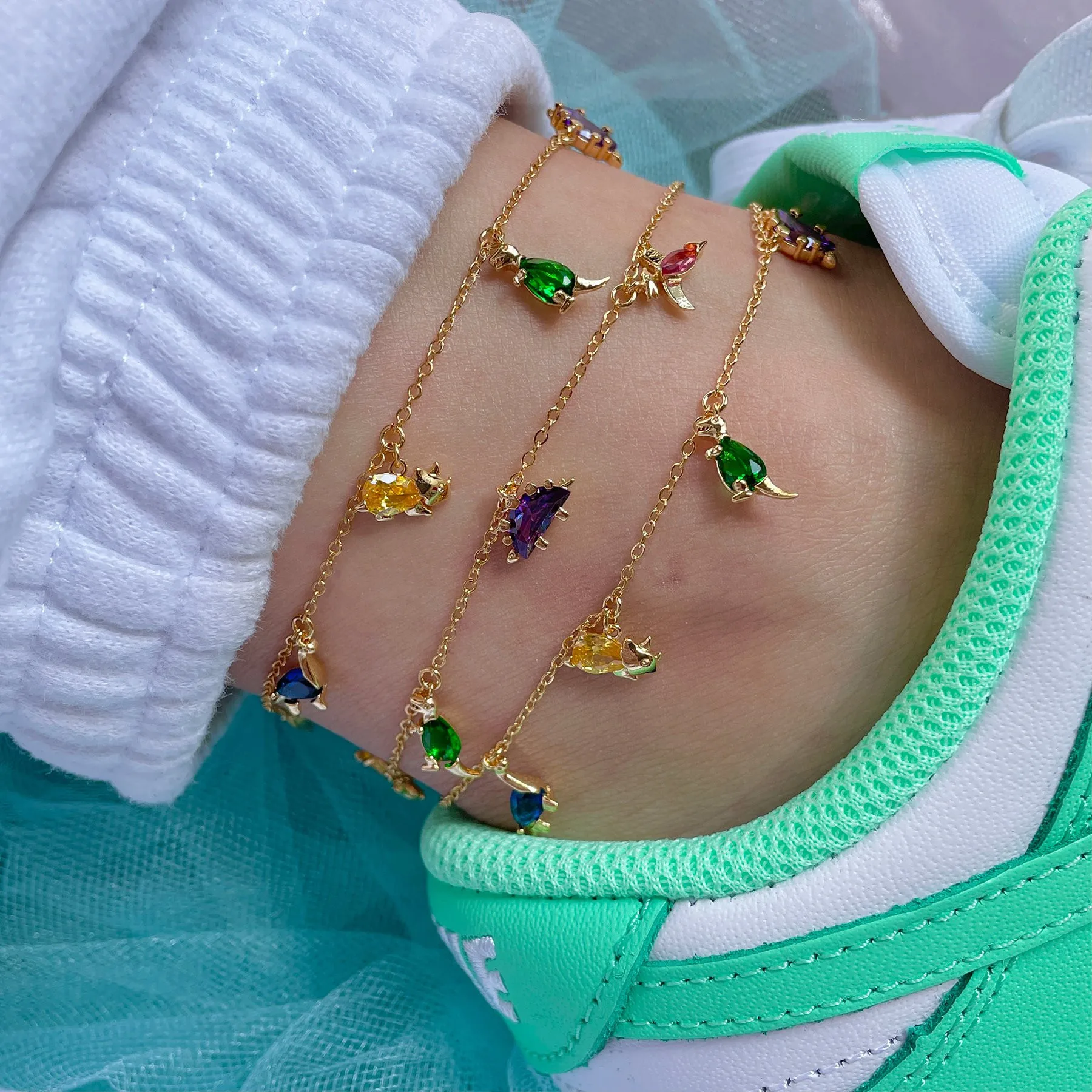 

Ins New 18k Gold Dragon Choker Necklace Bracelets Anklets Jewelry Sets, Customized color