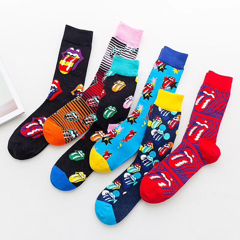 

print funny combed cotton crew socks custom crew mens happy socks men colorful wholesale