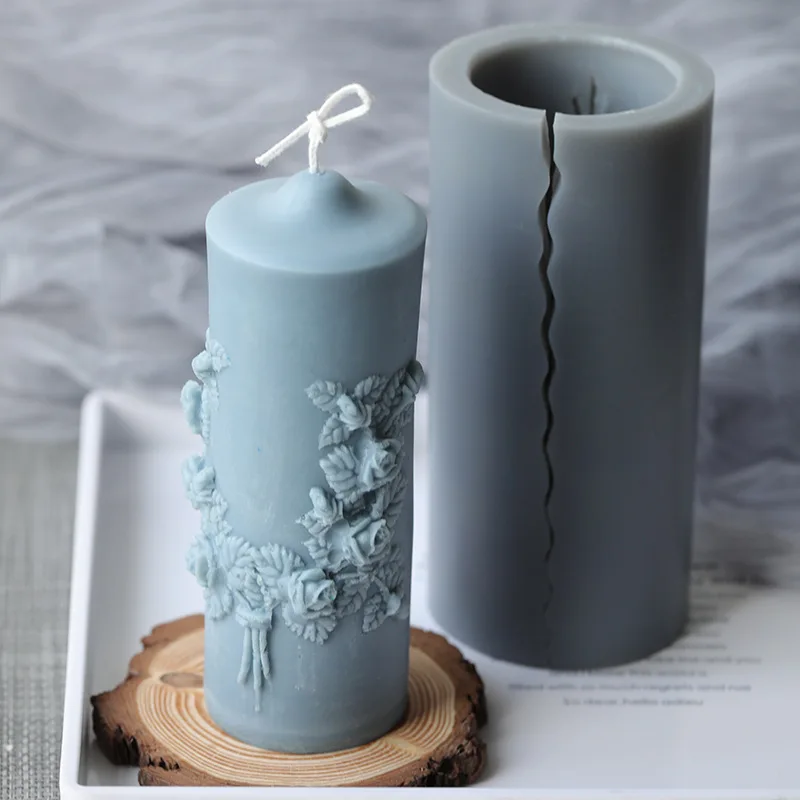 

FO106 Carved cylindrical candle mold European style retro carved magic ritual scented candle silicone mold