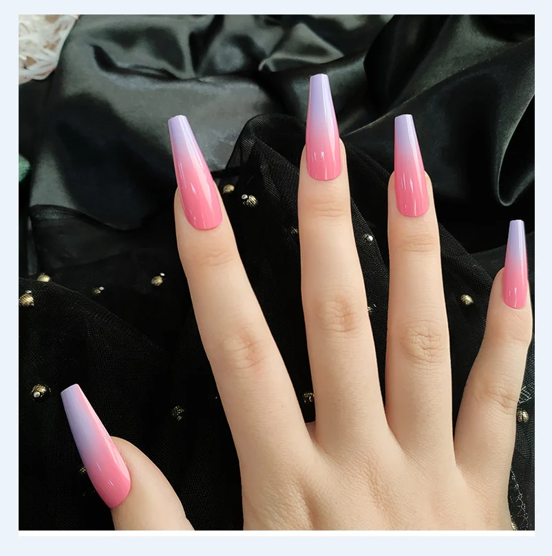 

24pcs Coffin Artificial Fingernails Stick on Press on Nails Ballerina Fake Nails, Customers' requirements