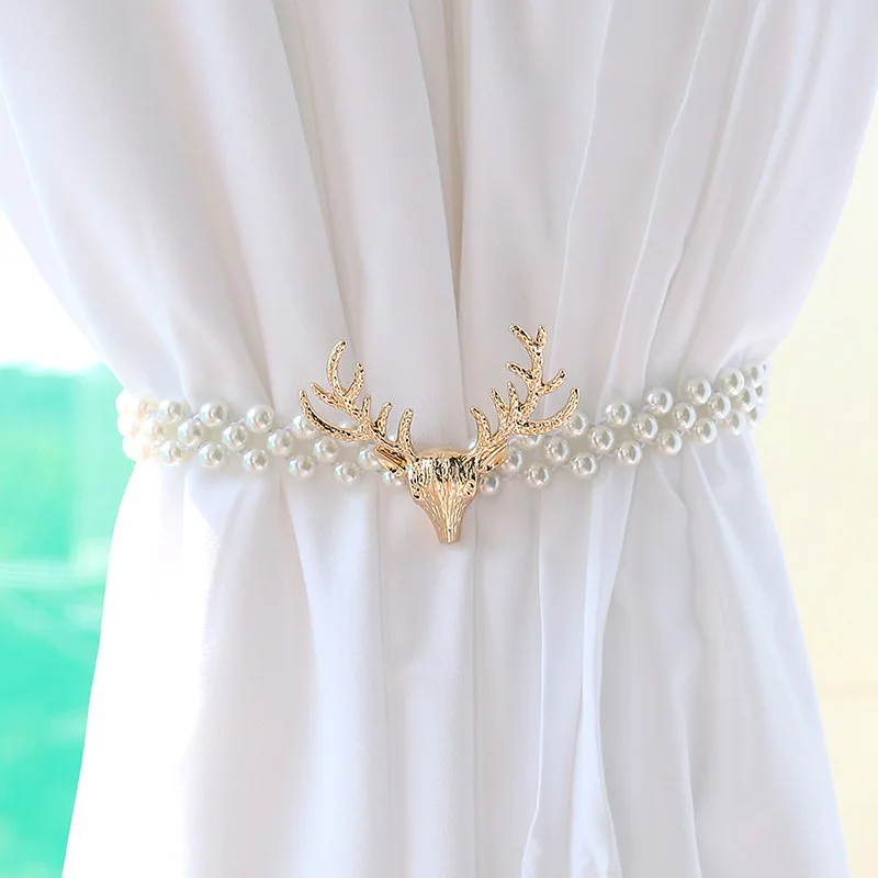

Simple Curtain Strap Pearl Soft Tie Rope Elastic Creative Hook Curtain Buckle