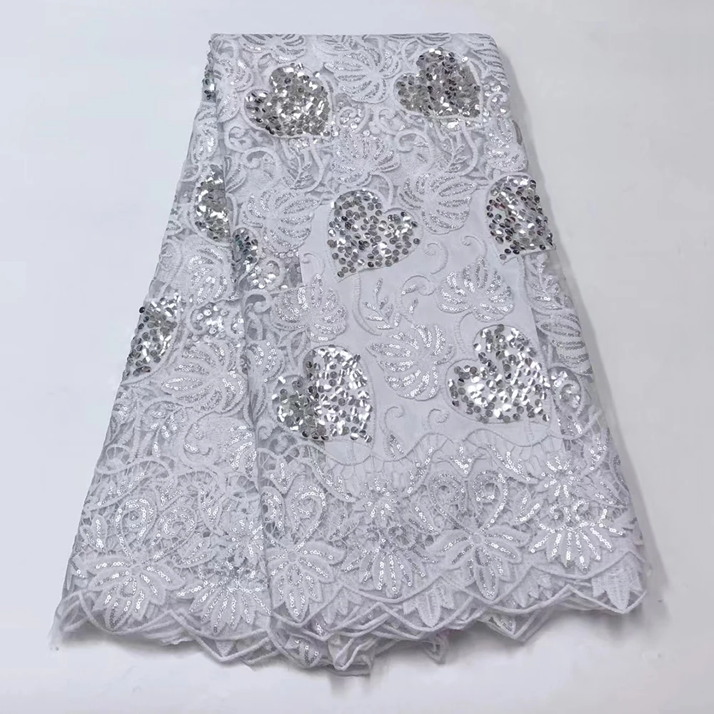 

Sinya New Arrival Beautiful French Sequins Lace Fabrics High Quality Embroidery Women Sequins Net Lace Dress