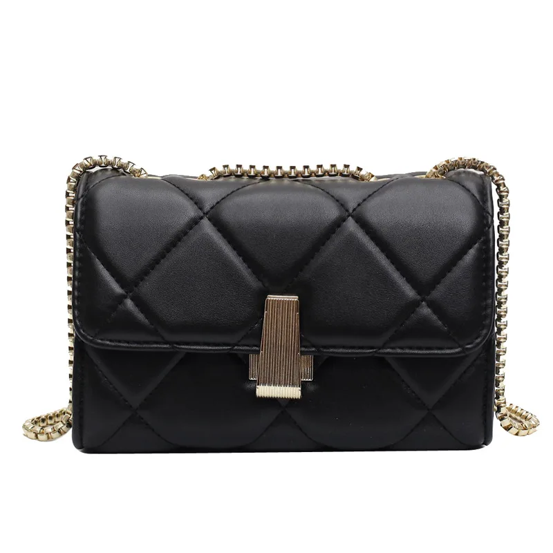 

2022 latest women square pu leather handbag with chain luxury ladies vegan leather single shoulder crossbody bag