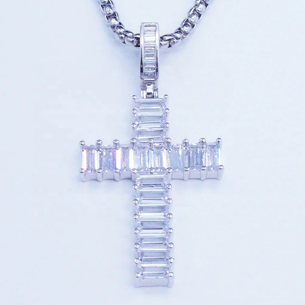 

Hot Style Hip Hop Copper Cross Solid Pendant Micro Set With Square Zircon