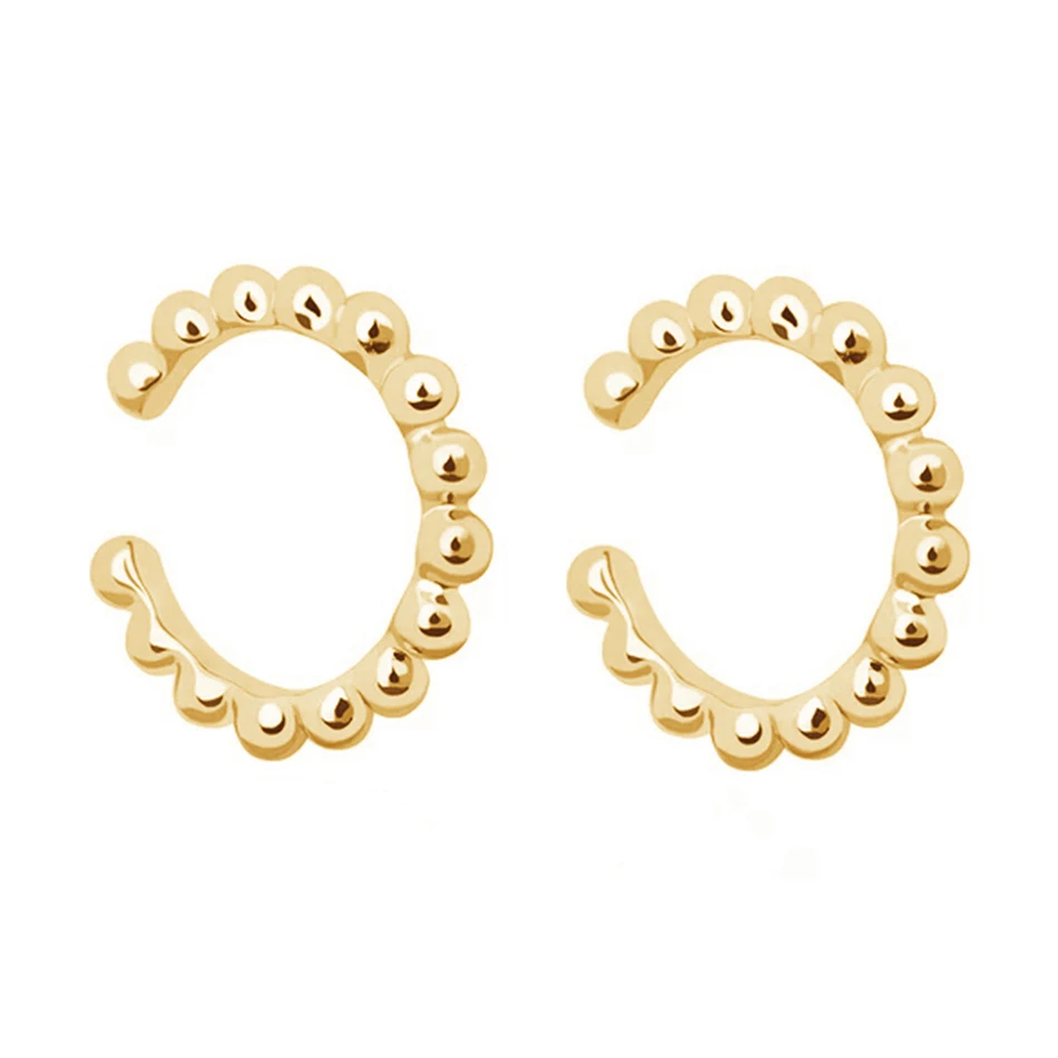 

18k gold vermeil luxury jewelry trendy 925 sterling silver simple style beaded earrings cuff for women party