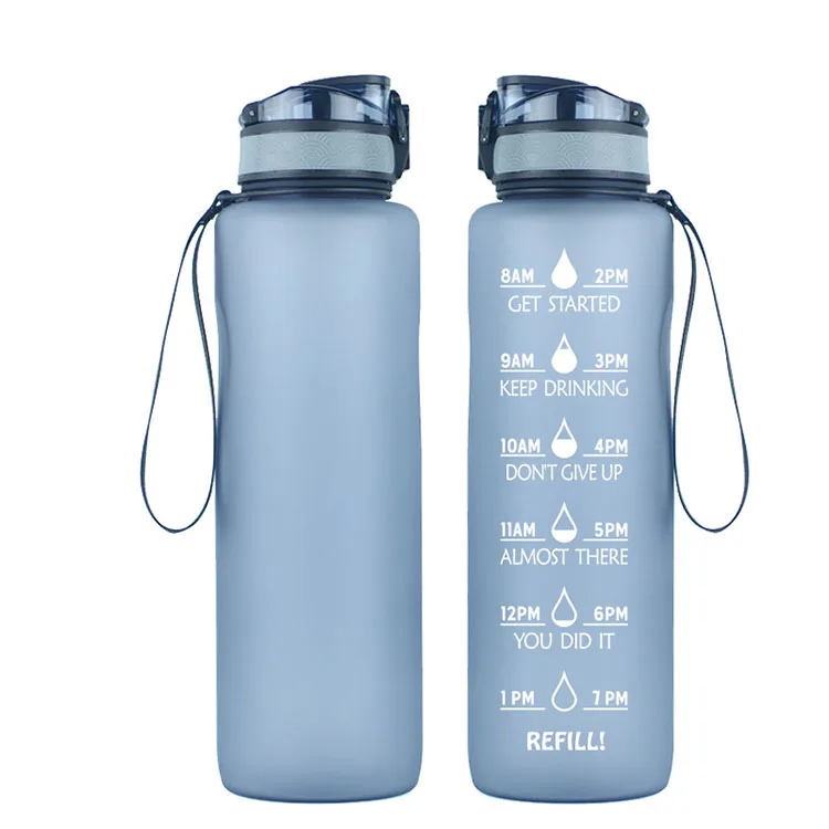 

New Model 32oz Sport Straw Gym Water Bottle With Motivational Water Bottles, Customized color