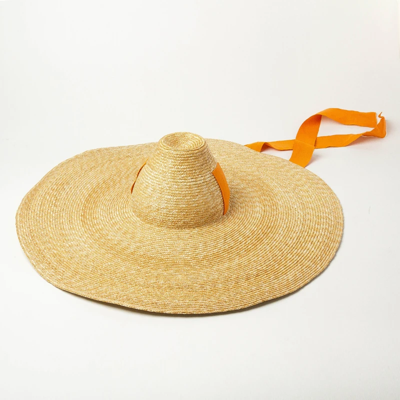 

2021 Wholesale Custom Strawhat Chapeau Woven Sun Hats for Women Wheat Straw Wide Rim Oversize Beach Sombreros De Paja