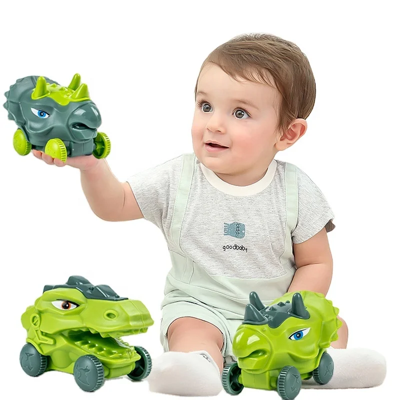 

hot sale T-REX Triceratops toy car egg inertia slide dinosaur car mini toys dinosaurs ABS plastic kids dinosaur toy set