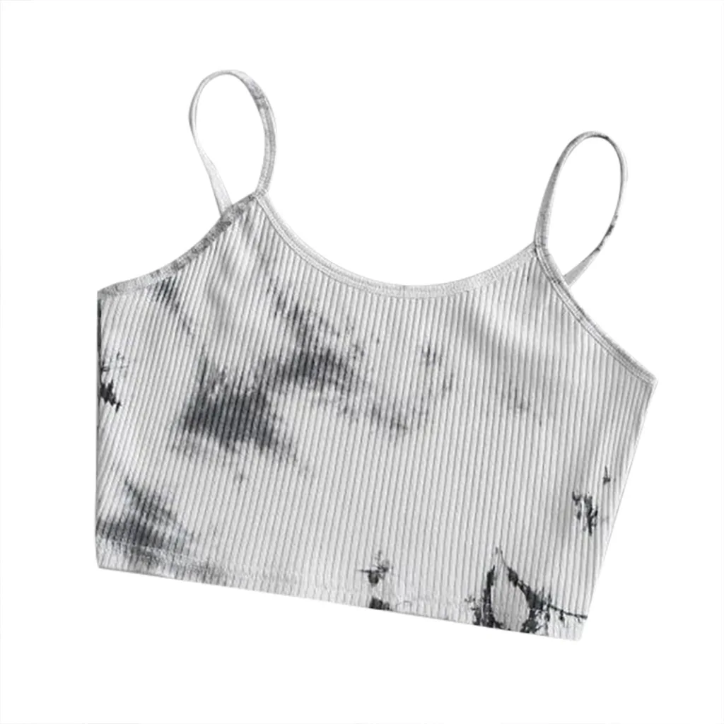 

Summer Suspenders With Sleeveless Tops And Tie-dye Knitted Dropshipping Camisole Women, Black, white