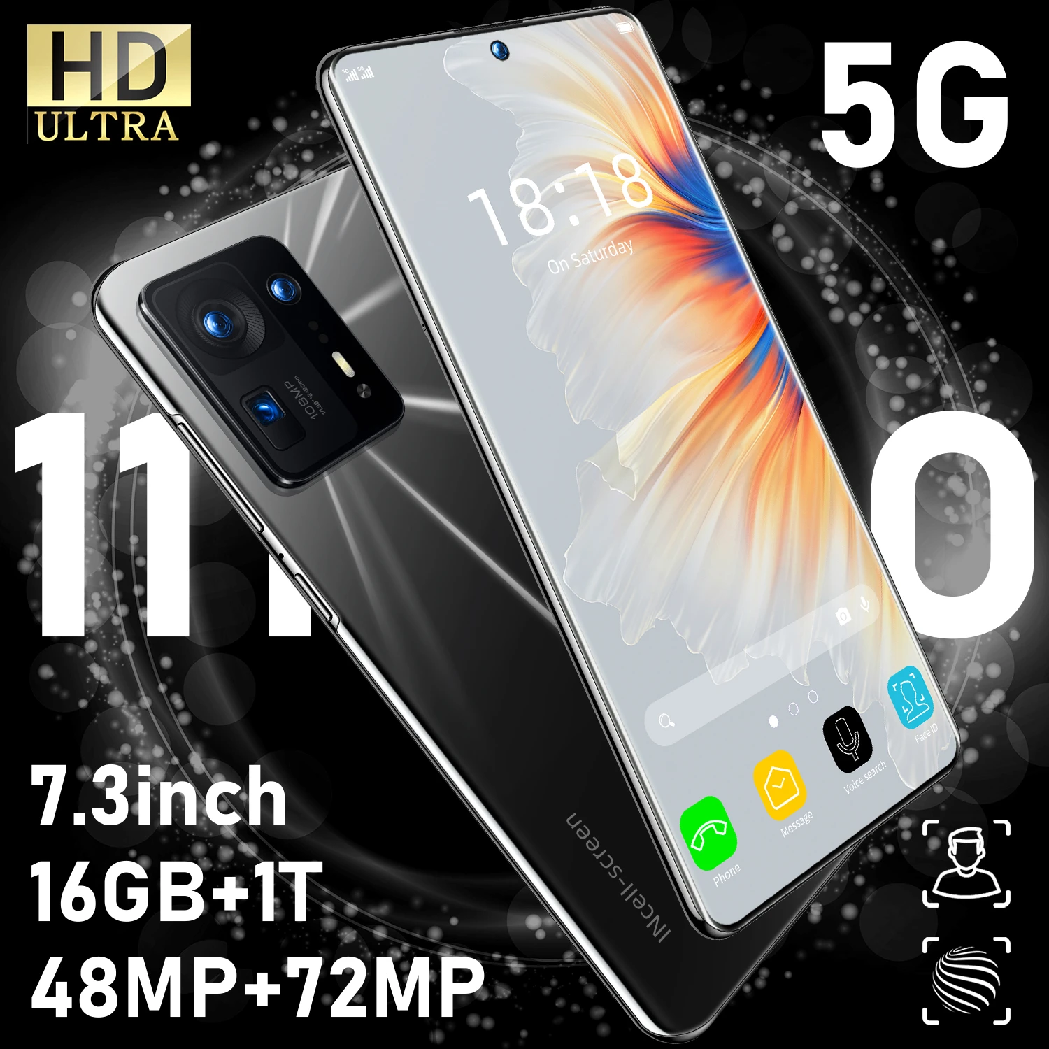 

New sale telephone Unlocked Mobile Phone 7300mah battery 16GB+1T dual sim 4G Smartphones