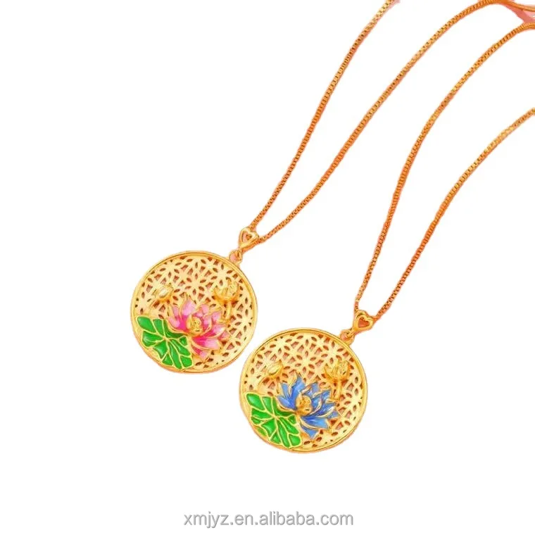 

Classic Ethnic Style Lotus Pendant Women's Brass Gold-Plated Necklace Special-Interest Design Pendant