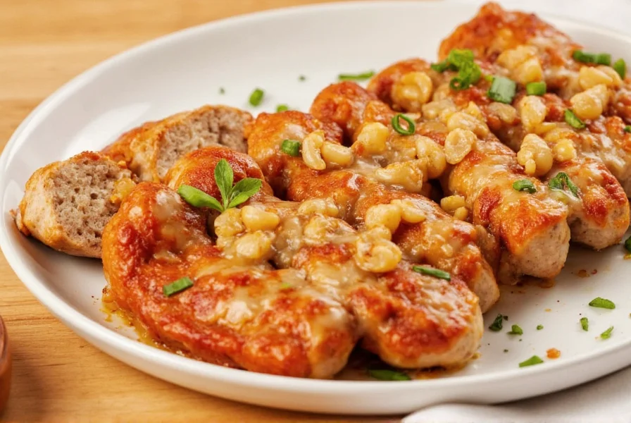 Platter of homemade chicken sausages