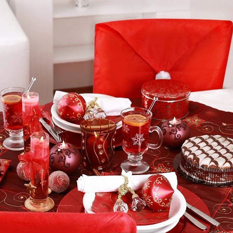 Christmas Decorative Chair Cover Xmas Dining Cloth Chairs Covers Home Santa Claus Large Red Hat Hotel Table Decor