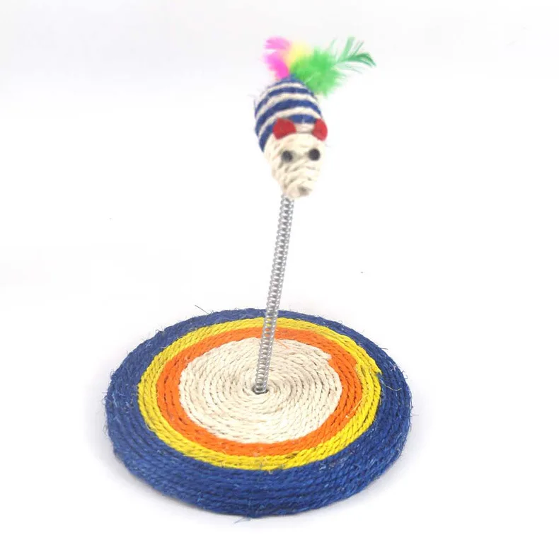 

Pet cat toy funny cat feather mouse sisal spring disc cat scratch board manufacturer