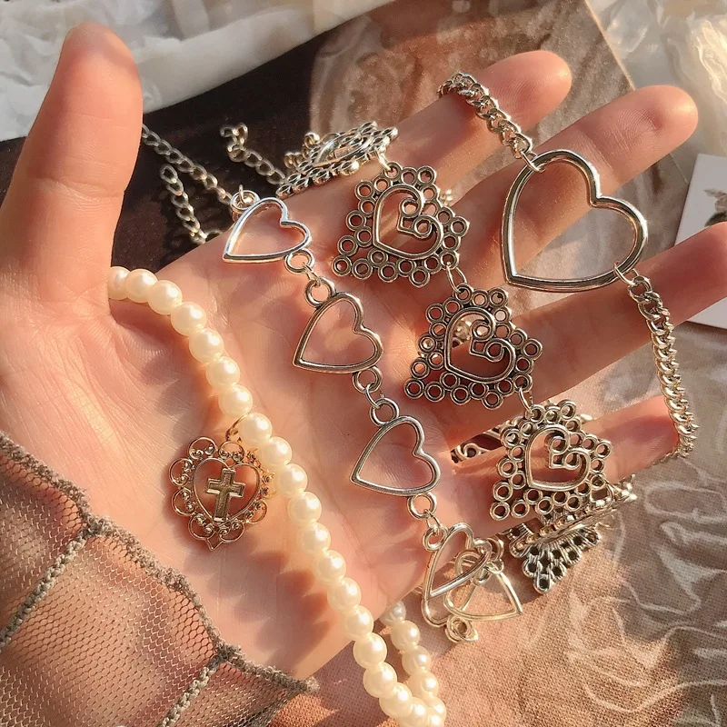 

K-pop Heart Chain Choker Necklace For Women collar Goth Necklaces Aesthetic Jewelery Christmas Party Girl Halloween New Choker, As the picture