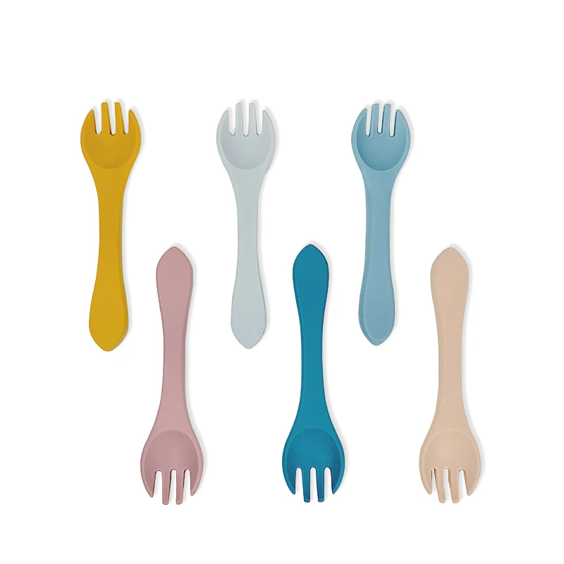 

Hot Sale Food Grade Silicone Baby Fork Baby Feeding Fork Multi Color Fork for Kids