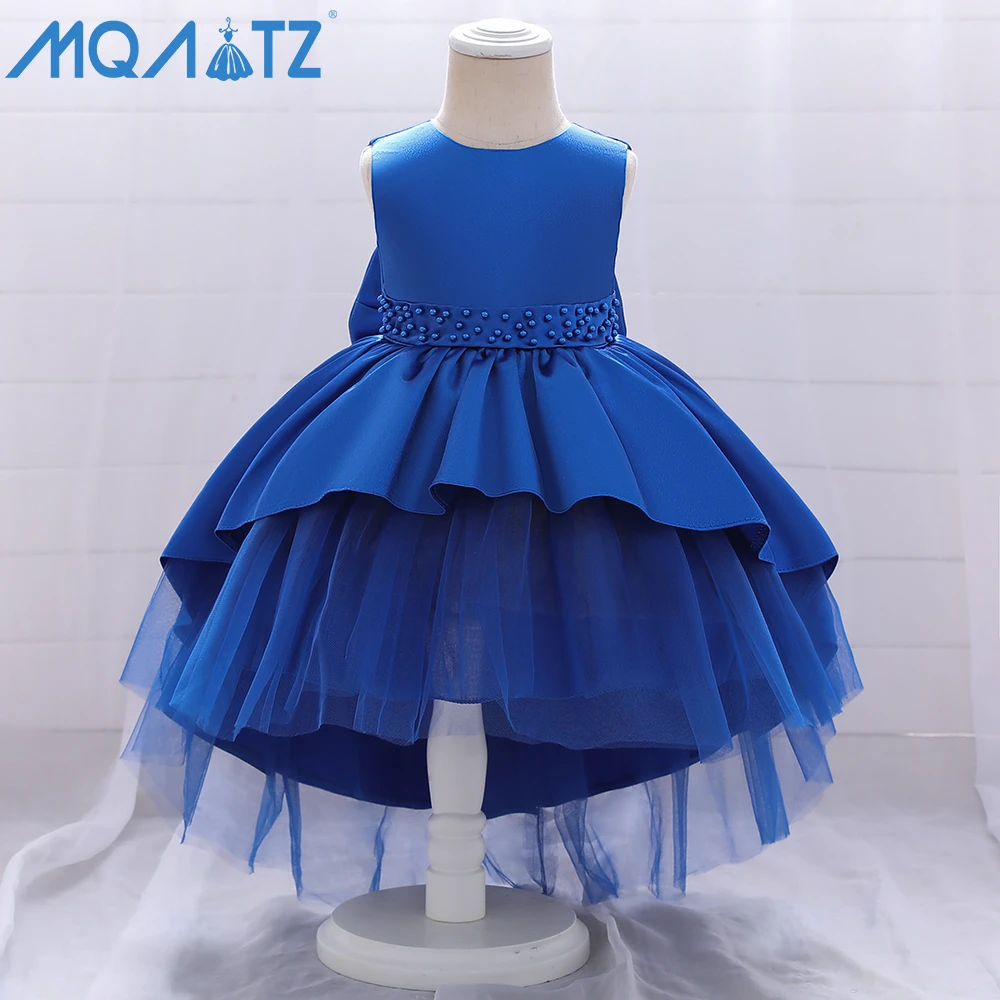 

MQATZ Girls Frock Designs Short Sleeve Kids Ball Gowns Lace Applique Children Clothes Little Girl Birthday Party Dress