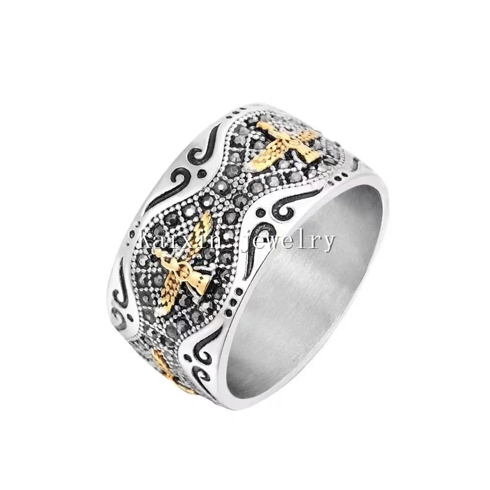 

New Retro Style Gold Masonic Eagle right stainless steel men's Ring Jewelry