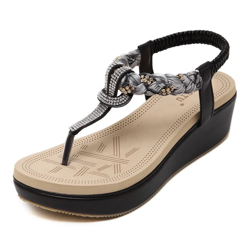 

EVERTOP wholesale fashion outdoor beach custom ladies shoes and sandals wedge thong