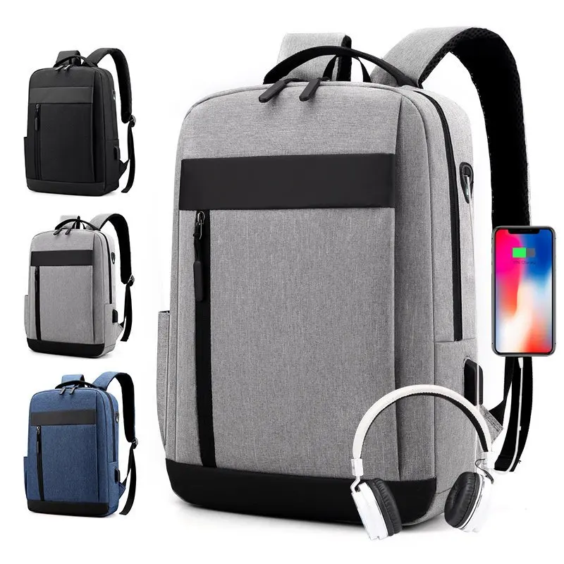 

Wholesale Travel Laptop Bags Backpack Mens Business School Laptop Backpack With USB, Black/grey/blue