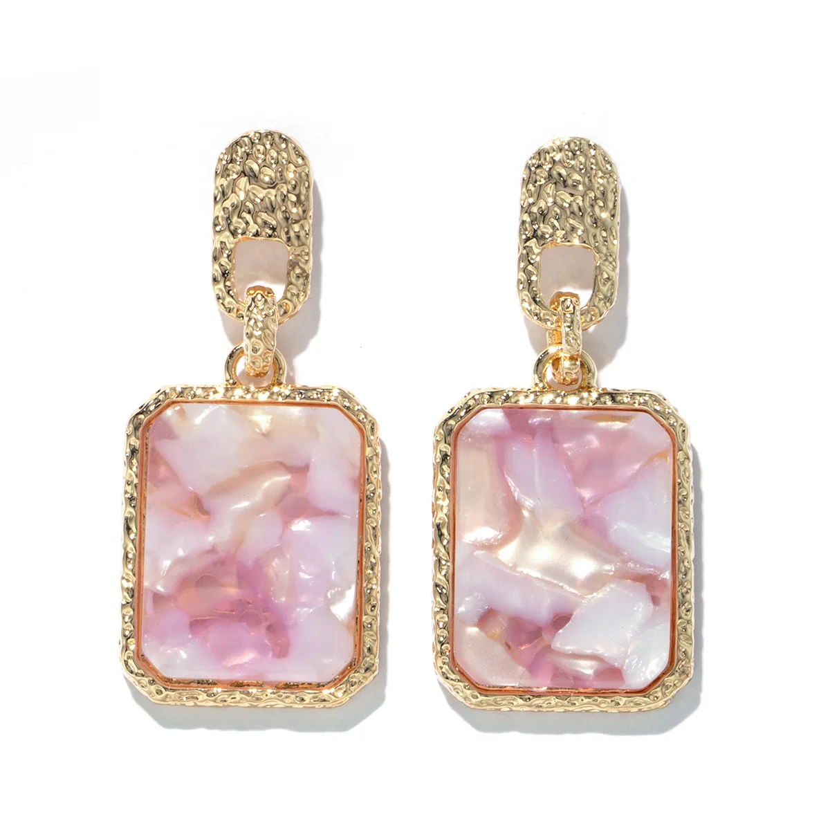 

Trendy Pink Colorful Resin Crystal Dangle Drop Earrings For Women Geometric Big Maxi Pendant Statement Earrings