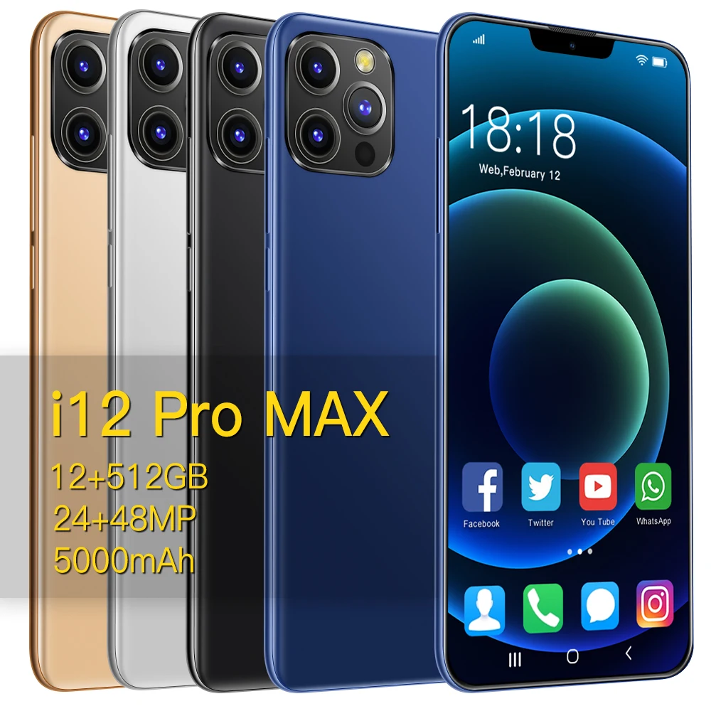 

Best sell i12 Pro Max smartphone 12GB+512GB Android 7.2inch International Version universal globally with 4 camera mobile phones