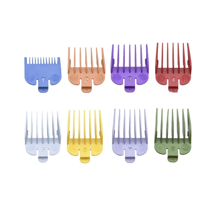 

Amazon Top Seller 8 pcs Plastic Colorful Hair Clipper Guide Comb