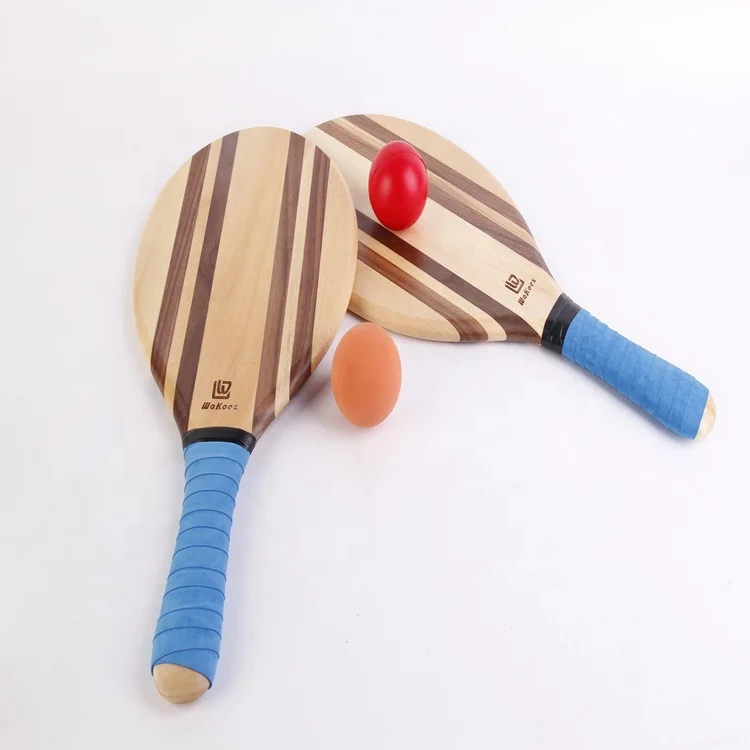 

Amazon Wooden Beach Paddle Ball Set Outdoor Sport Games Flat Rackets Tennis Racquets, Wood color