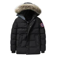 

Mens Winter outdoor warm windproof plus size puffer padded jacket with fur hood