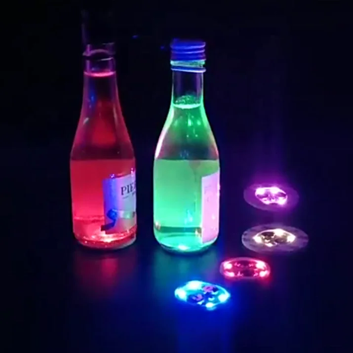 

Decoration Led Bottle Sticker Led Flashing Cup Coaster Led Light Drink Coasters For Party Weeding Bar