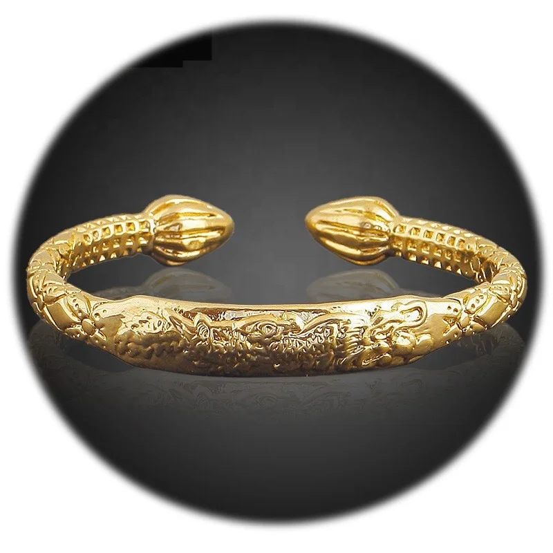

Ethlyn New Dubai Dragon Bangles for Women Men Gold Color Bangle Bracelet Ethiopian/India/African Jewelry B41B