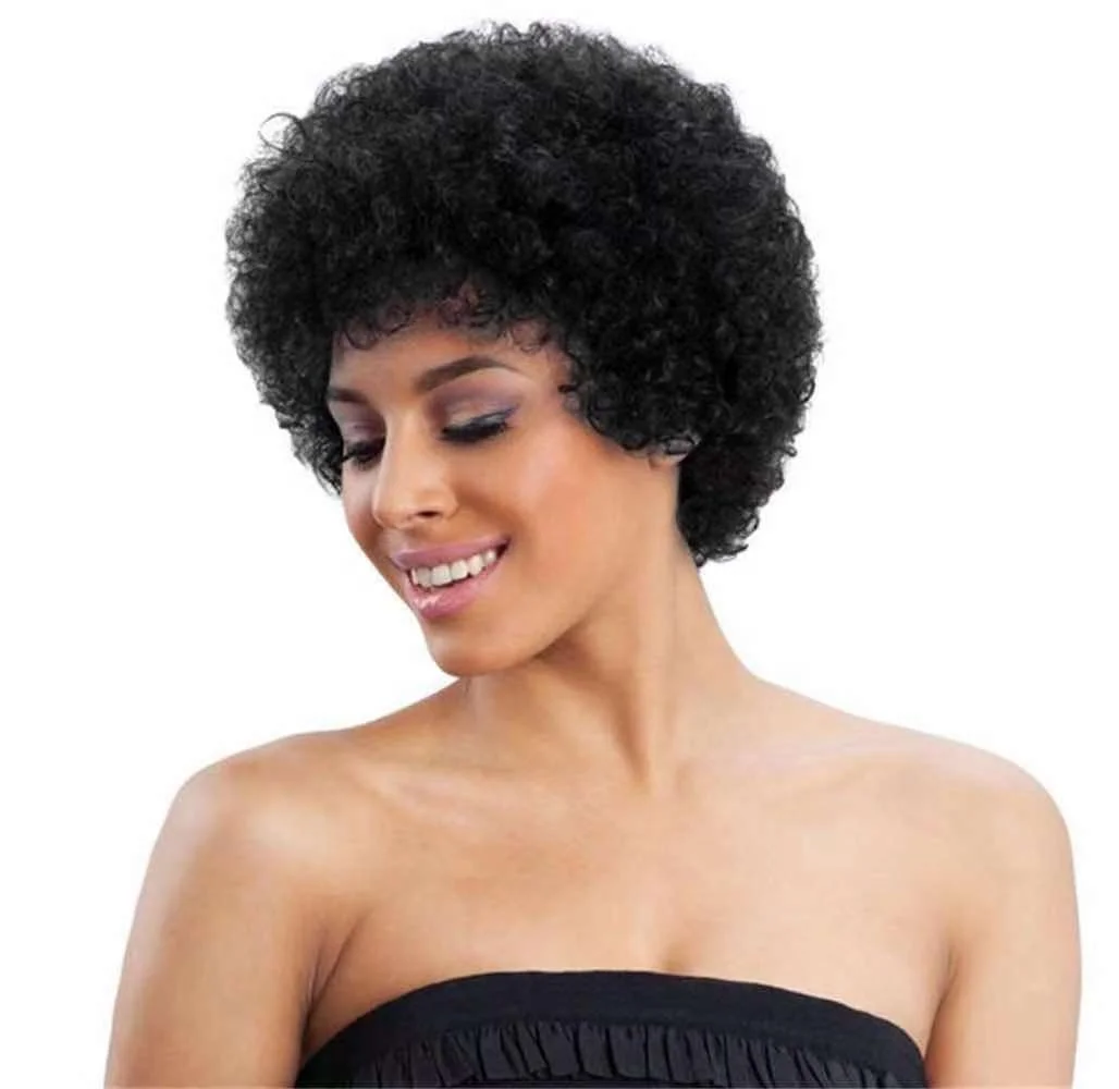 

LK wholesale hot selling Chinese hair products Afro Kinky Weave human hair wigs black short hair for black women